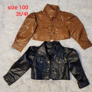 Toddler Girl Size 3t- 4t Brown and Black Faux Leather Jackets